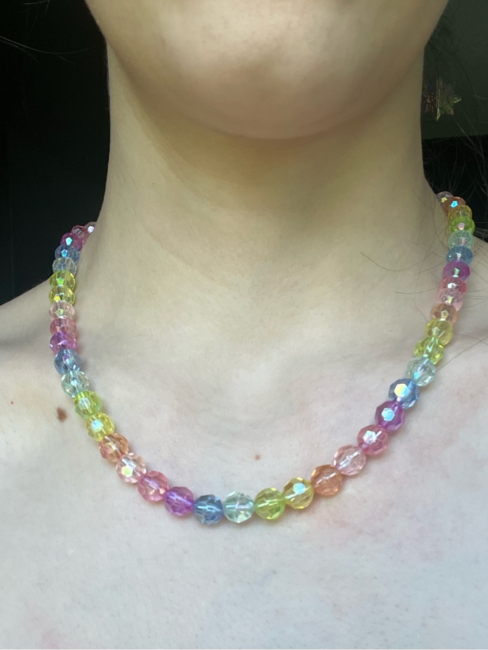 Iridescent Pastel Beaded Necklace and Bracelets Set - Picture 3 of 3